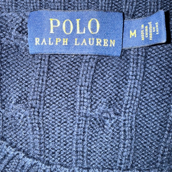 Ralph Lauren Women's Navy Cotton Cable Knit Sweater Size Medium - Picture 5 of 13